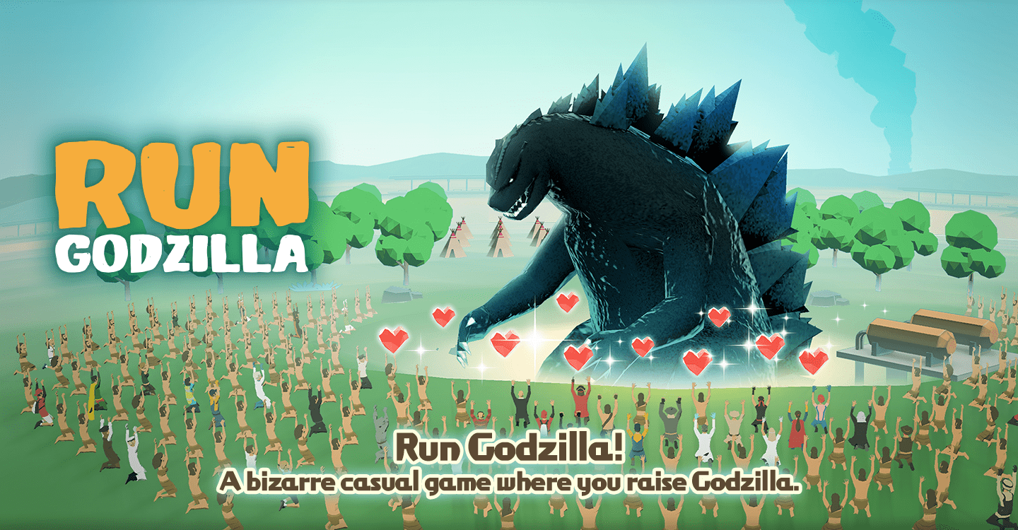 Run Godzilla! A bizarre casual game where you raise Godzilla.
